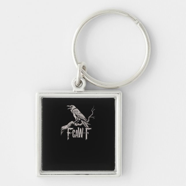 F-Caw-F Crow Pun Funny Bird Cawing Grunge Back Tri Key Ring (Front)