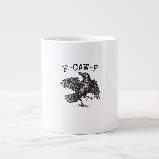 F-Caw-F Crow Pun Funny Bird Cawing Grunge Retro Cl Large Coffee Mug (Front)