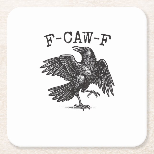 F-Caw-F Crow Pun Funny Bird Cawing Grunge Retro Cl Square Paper Coaster (Front)