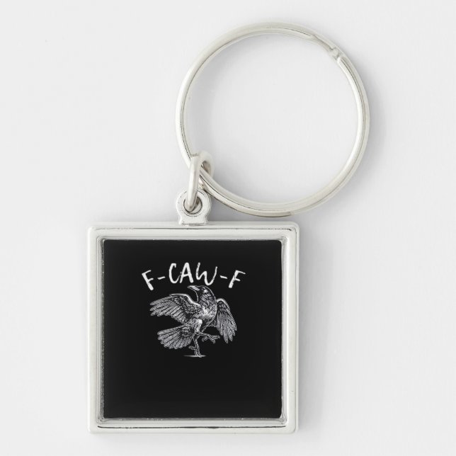 F-Caw-F Crow Retro Classic Key Ring (Front)