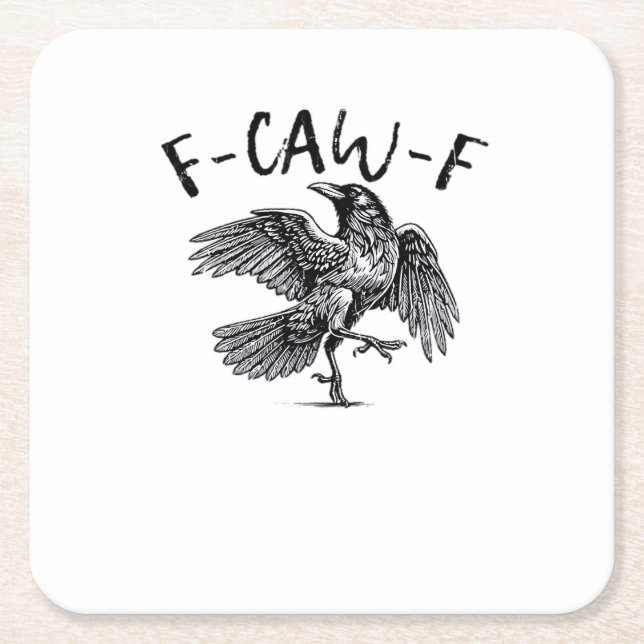 F Caw F Crow Retro Classic Style Square Paper Coaster (Front)