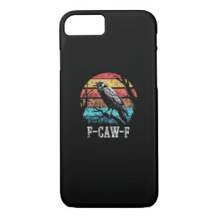 F-Caw-F Crow Retro Sunset Pun Funny Bird Cawing Gr iPhone 8/7 Case