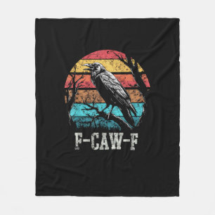 F-Caw-F Crow Retro Sunset Pun Funny Bird Cawing Gr Fleece Blanket
