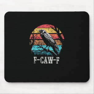 F-Caw-F Crow Retro Sunset Pun Funny Bird Cawing Gr Mouse Mat