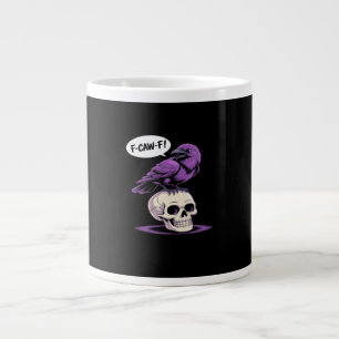 F-Caw-F Crow Skull Halloween Humor Graphic Design  Large Coffee Mug