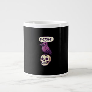 F-Caw-F Crow Skull Halloween Humor Graphic Design Large Coffee Mug