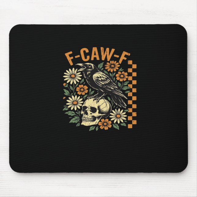 F-Caw-F Crow Vintage Graphic Mouse Mat (Front)