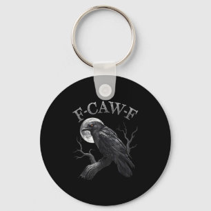 F Caw F Dark Full Moon Crown Bird Raven Halloween  Key Ring