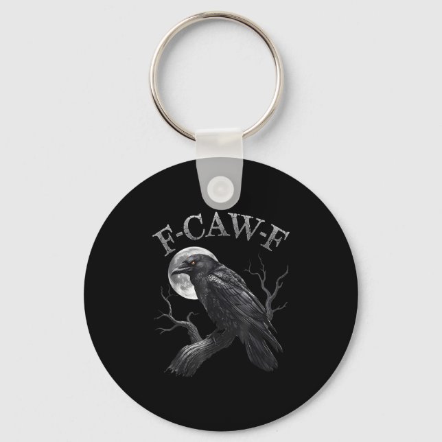 F Caw F Dark Full Moon Crown Bird Raven Halloween  Key Ring (Front)