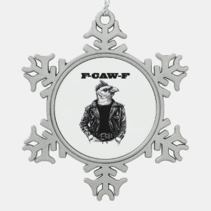 F-Caw-F Essential Aesthetic Design Snowflake Pewter Christmas Ornament