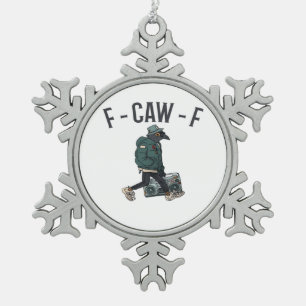 F-Caw-F Essential Basic Casual Snowflake Pewter Christmas Ornament