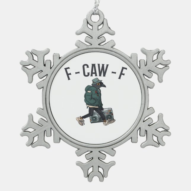 F-Caw-F Essential Basic Casual Snowflake Pewter Christmas Ornament (Front)