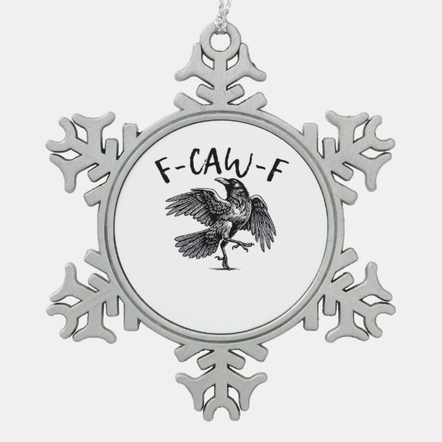 F-Caw-F Essential Classic Style Snowflake Pewter Christmas Ornament (Front)