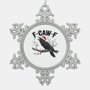 F-Caw-F Essential Creative Casual Snowflake Pewter Christmas Ornament