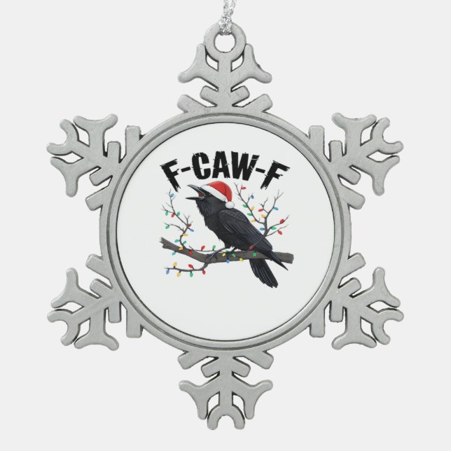 F-Caw-F Essential Creative Casual Snowflake Pewter Christmas Ornament (Front)