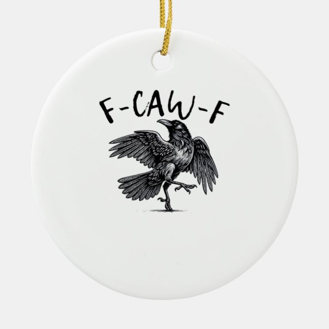 F-Caw-F Essential Retro Classic Ceramic Tree Decoration (Front)