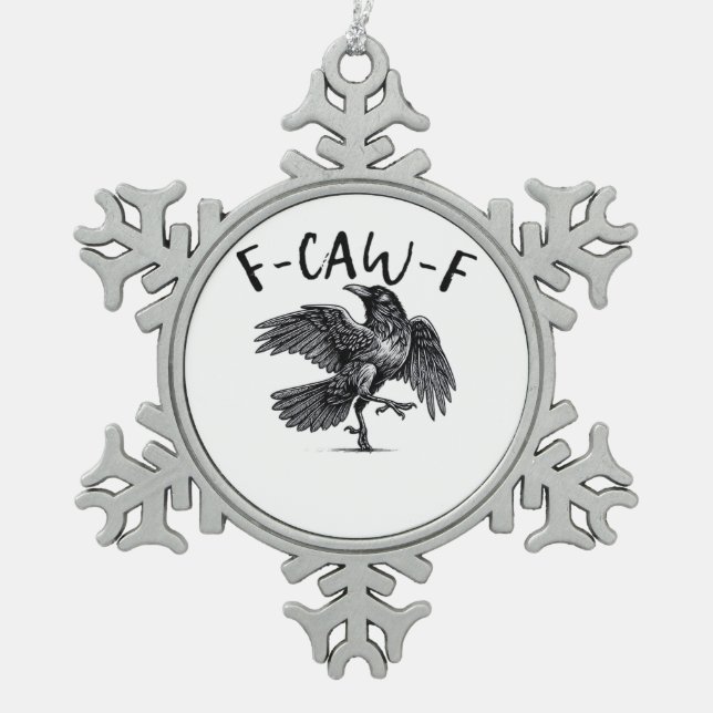 F-Caw-F Essential Retro Classic Snowflake Pewter Christmas Ornament (Front)