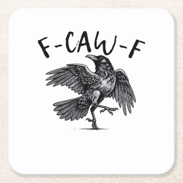 F-Caw-F Essential Retro Classic Square Paper Coaster (Front)