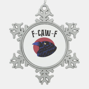 F-Caw-F Essential Retro Graphic Snowflake Pewter Christmas Ornament