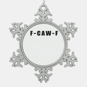 F-Caw-F Essential Simple Clean Snowflake Pewter Christmas Ornament