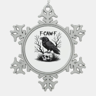 F-Caw-F Essential Vintage Cool Snowflake Pewter Christmas Ornament