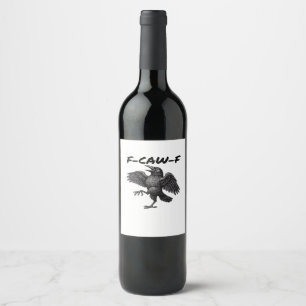 F Caw F Essential Vintage Graphic Look Wine Label