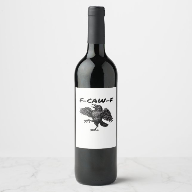 F-Caw-F Essential Vintage Graphic Wine Label (Front)