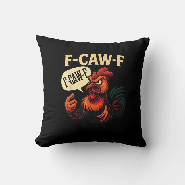 F-Caw-F Funny Angry Rooster Humour Graphic Retro C Cushion (Front)