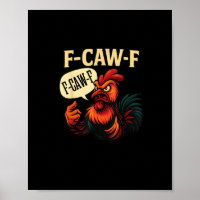 F-Caw-F Funny Angry Rooster Humour Graphic Retro C