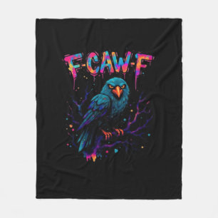 F-Caw-F Funny Bird Moon Crow Raven Caw Pun Joke Fu Fleece Blanket
