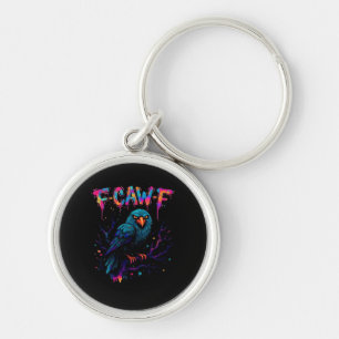 F-Caw-F Funny Bird Moon Crow Raven Caw Pun Joke Fu Key Ring