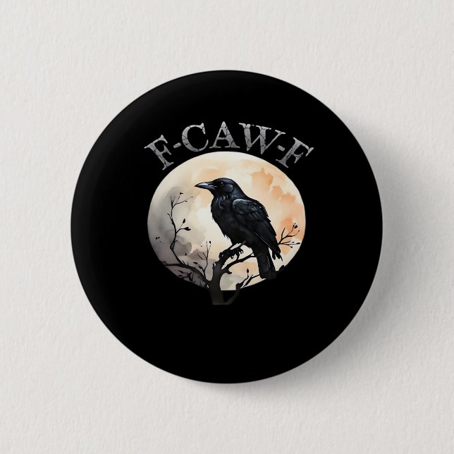 F-Caw-F Funny Bird Moon Minimal Clean 6 Cm Round Badge (Front)