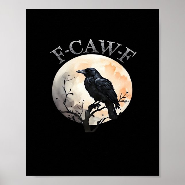 F-Caw-F Funny Bird Moon Minimal Clean Poster (Front)