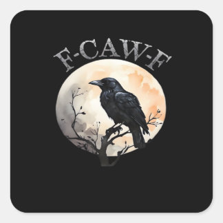 F-Caw-F Funny Bird Moon Minimal Clean Square Sticker
