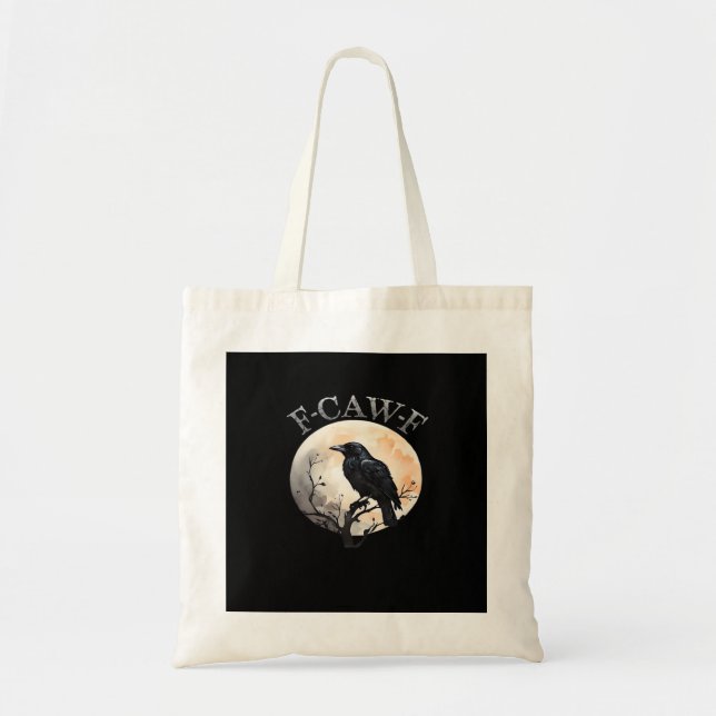 F-Caw-F Funny Bird Moon Minimal Clean Tote Bag (Front)