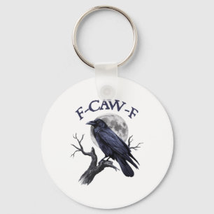 F-caw-f Funny Black Bird Black Crow  Key Ring