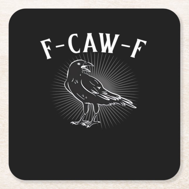 F-Caw-F Funny Casual Square Paper Coaster (Front)