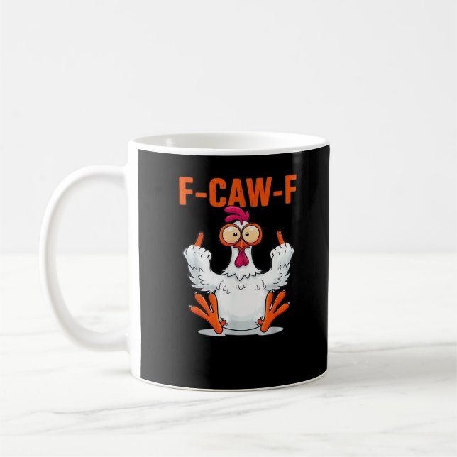F Caw F Funny Chicken Classic Minimal Clean Coffee Mug (Left)