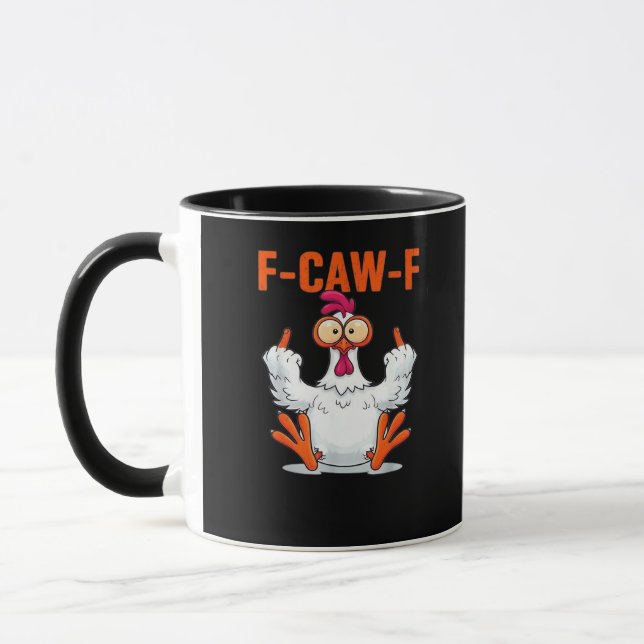 F-Caw-F Funny Chicken Classic Minimal Clean Mug (Left)