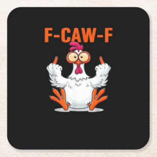 F Caw F Funny Chicken Classic Minimal Clean Square Paper Coaster