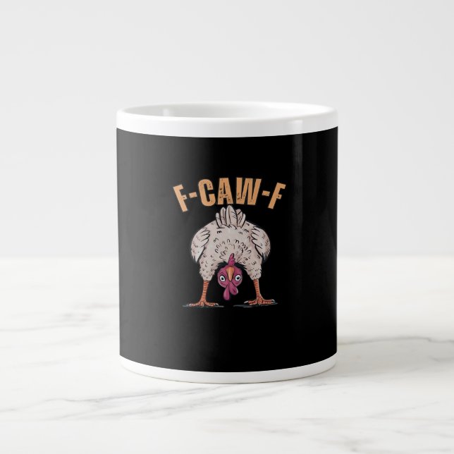 F Caw F Funny Chicken Classic Retro Cool Style Large Coffee Mug (Front)