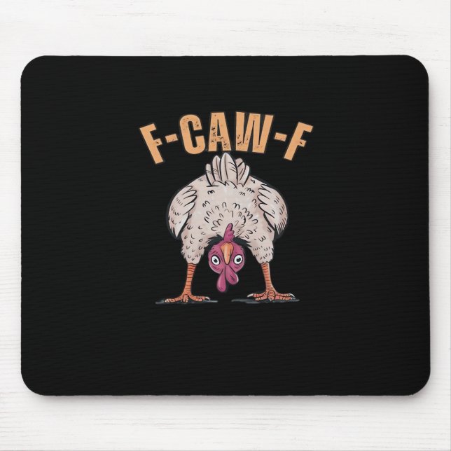F Caw F Funny Chicken Classic Retro Cool Style Mouse Mat (Front)