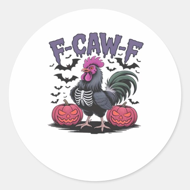 F-Caw-F Funny Chicken Classic Retro Graphic Classic Round Sticker (Front)