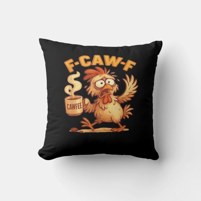 F-Caw-F Funny Chicken Classic Retro Graphic Cushion (Front)