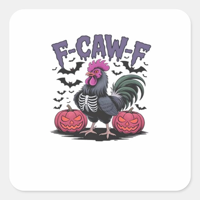 F-Caw-F Funny Chicken Classic Retro Graphic Square Sticker (Front)