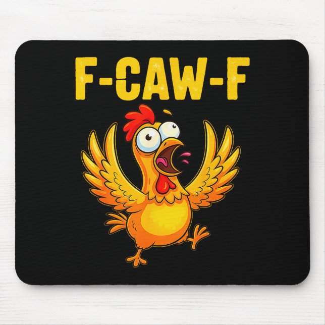 F-caw-f Funny Chicken – Crazy Farm Animal Humour  Mouse Mat (Front)