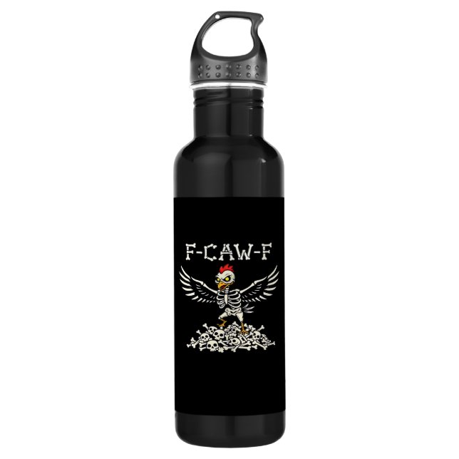F-Caw-F Funny Chicken Halloween Cool Unique 710 Ml Water Bottle (Front)