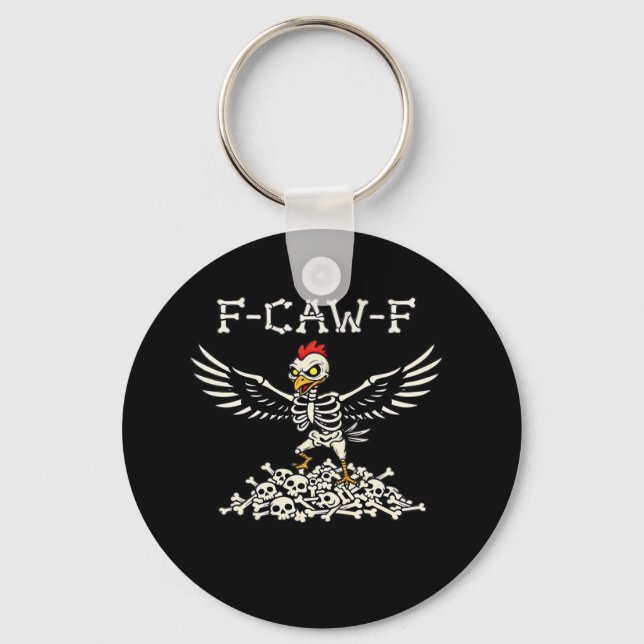F-Caw-F Funny Chicken Halloween Cool Unique Key Ring (Front)