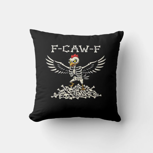 F Caw F Funny Chicken Halloween Cool Unique Style Cushion (Front)