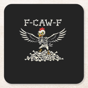 F Caw F Funny Chicken Halloween Cool Unique Style Square Paper Coaster
